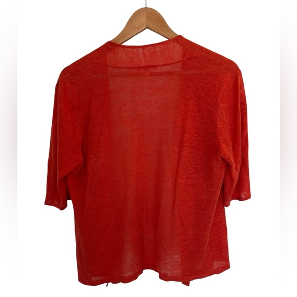 Eileen Fisher Women’s Size Petite Small Linen Knit Open Shrug Red/Orange - Picture 5 of 7